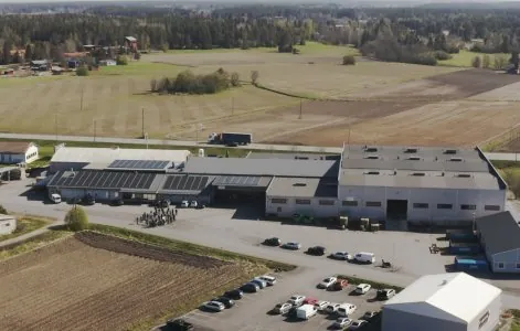 Ilmakuva Timekan tuotantotiloista Pajatiellä Mynämäellä